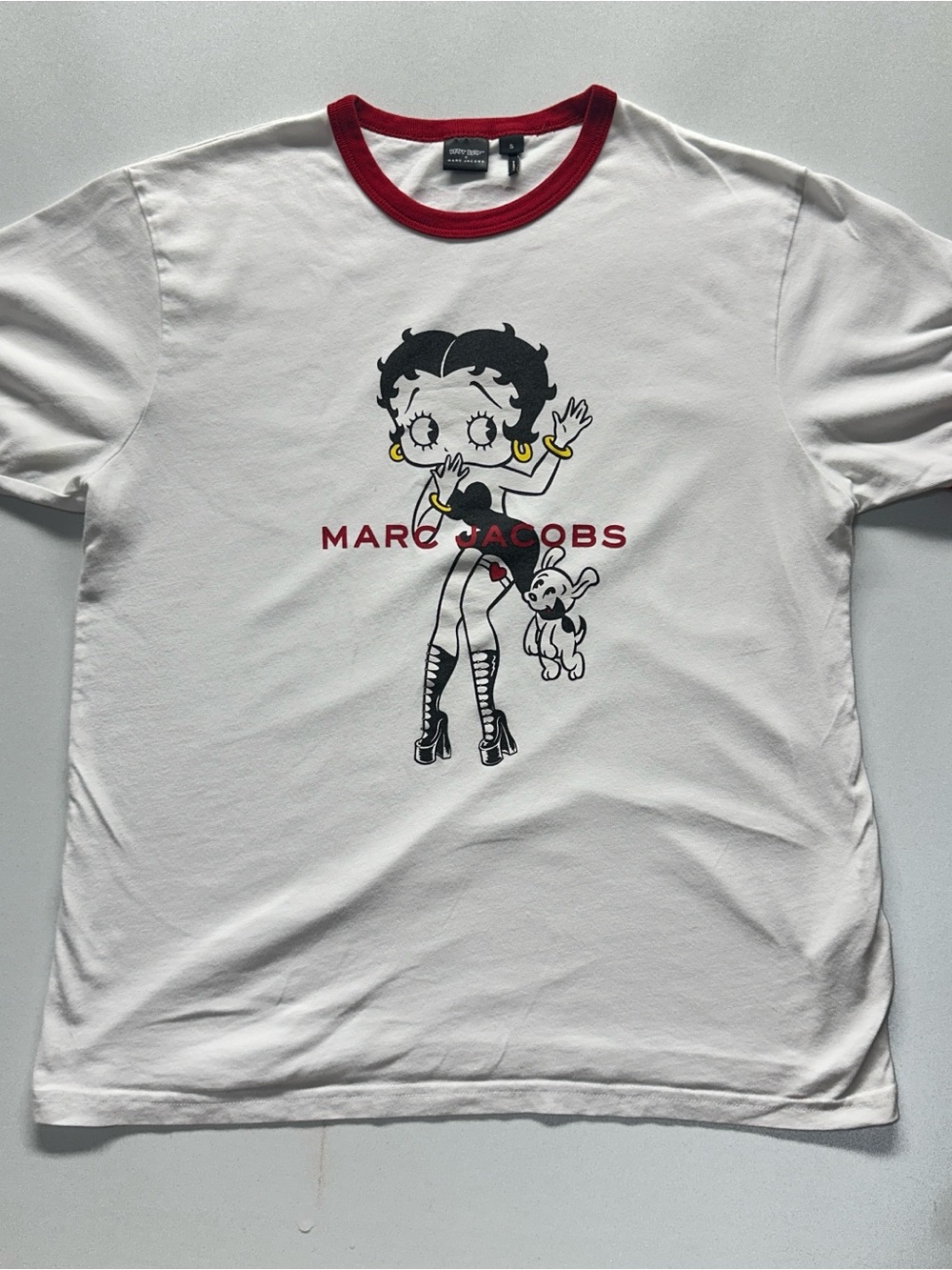 Marc Jacobs White Betty Boop Graphic Tee with Red Trim